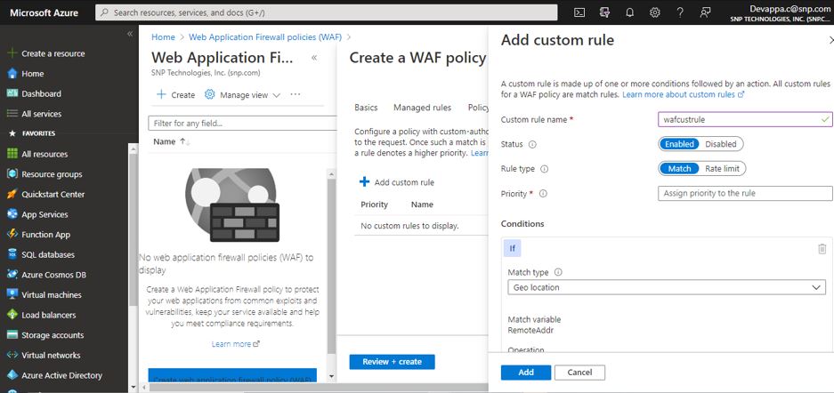 Azure Web Application Firewall on Azure Front Door